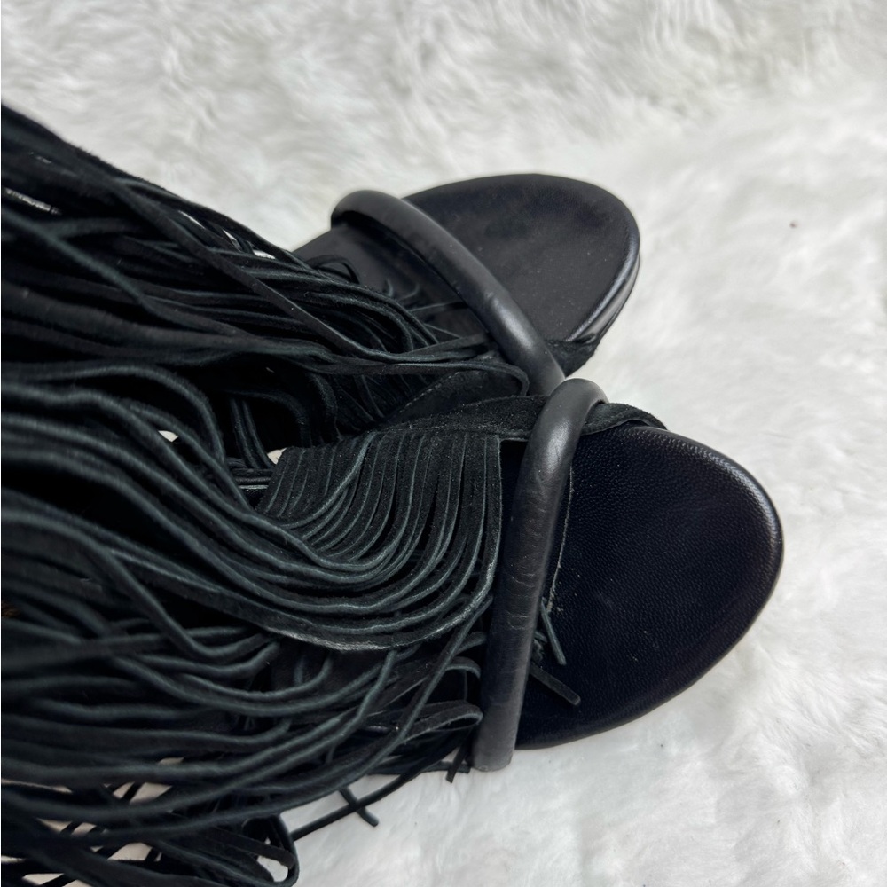 Alexander Wang Black Suede Fringe D'Orsay Heel - Picture 7 of 12